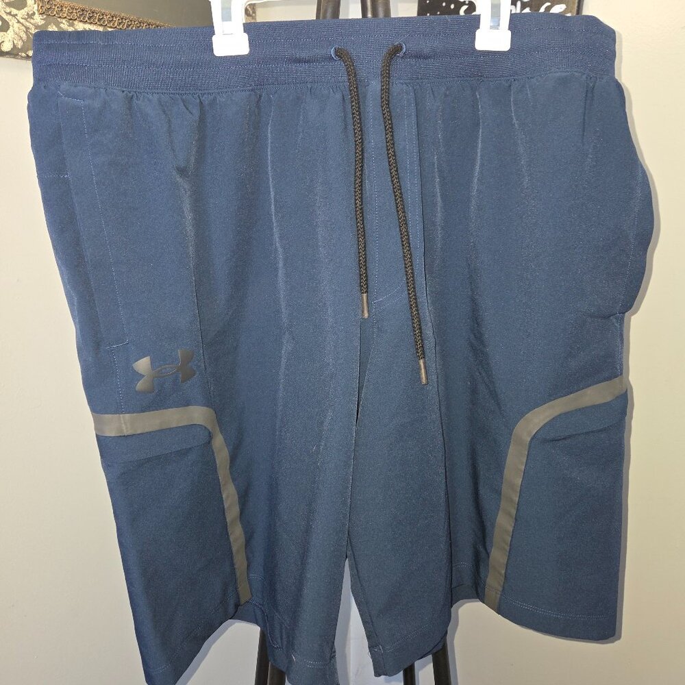 2x Under Armour Blue Shorts w/ Side Zipper Pockets
